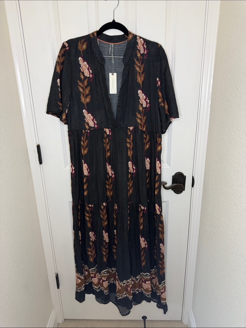 Anthropologie “Kallie” Dress in Black and Brown Print